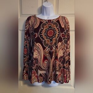 Chico's Paisley Print Blouse with Bell Sleeves 16/18